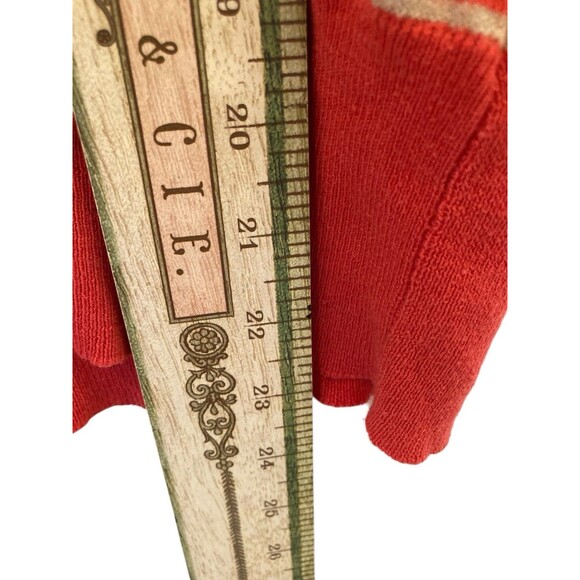 Banana Republic Silk Blend V-Neck Sweater S Short Sleeves Red Coral Beige Stripe - Picture 6 of 10